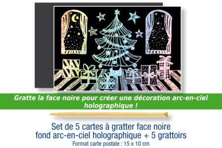 Set of 5 Scratch Cards with Black Surface and Holographic Rainbow Background + 5 Scratch Tools - 1 - Rainbow Crafts: Creative Tutorials for All Ages - 10doigts.com - Rainbow Crafts: Creative Tutorials for All Ages – 10doigts.fr