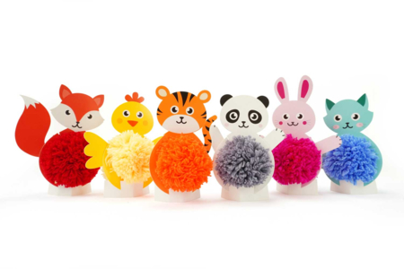 Set de 6 pompones de animales adorables - Kits Mercería – 10doigts.fr