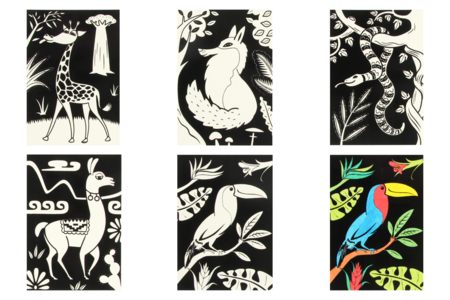 Velvet Coloring Animals - 8 Cards - 1 - Coloring Shapes and Drawings - 10doigts.com - Coloring Shapes and Drawings – 10doigts.fr