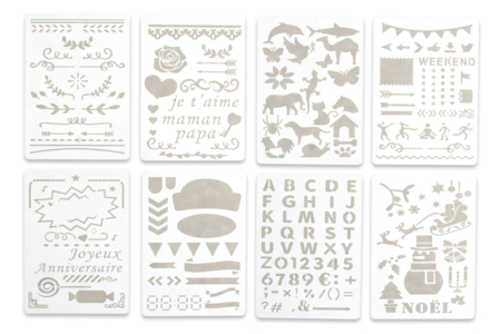 Stencils for Card Making - 8 Sheets - 1 - Bullet Journal, Planner - 10doigts.com - Bullet Journal, Planner – 10doigts.fr