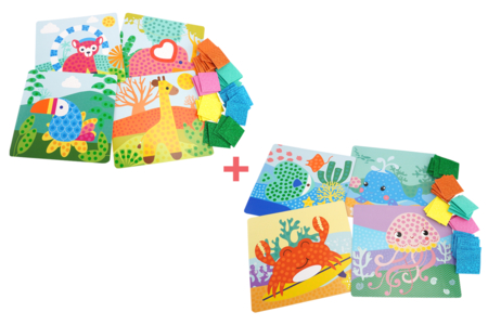Set de 8 tableaux gommettes mosaiques animaux - Kits creativos gomets – 10doigts.fr