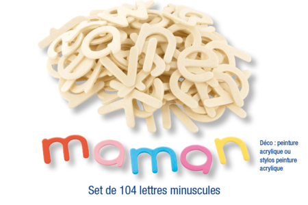 Set de letras y números en madera natural - Deco en madera cruda – 10doigts.fr