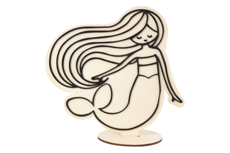 Sirena de madera con motivos en relieve - Figuras de madera para decorar – 10doigts.fr