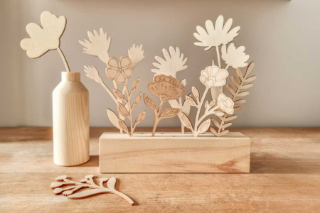 Wood Base and 15 Flowers to Decorate - 1 - Wooden Objects for the Home - 10doigts.com - Wooden Objects for the Home – 10doigts.fr