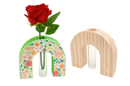 Flores solitarias y soporte de madera - Jarrones y soliflores para decorar – 10doigts.fr