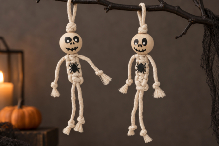 esqueleto de macramé DIY para niños en Halloween - Manualidades para Halloween – 10doigts.fr