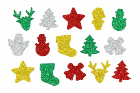 Glitter Rubber Christmas Stickers - 200 pcs - 1 - Christmas Stickers and Labels - 10doigts.com - Christmas Stickers and Labels – 10doigts.fr