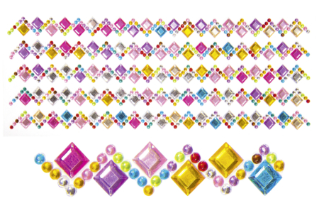 Adhesive Rhinestones "Multicolored Squares" - 5 Strips - 1 - Sticker rhinestones - 10doigts.com - Sticker rhinestones – 10doigts.fr