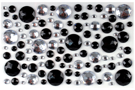 Self-adhesive Round Rhinestones, Black - 106 pcs - 1 - Rhinestones - 10doigts.com - Rhinestones – 10doigts.fr