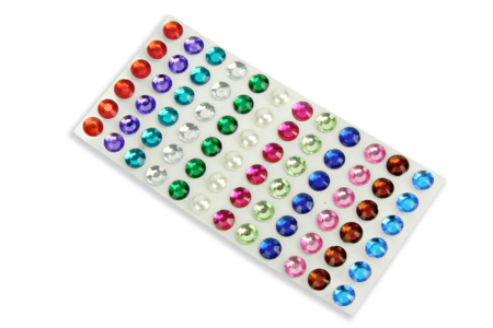 Round Self-Adhesive Rhinestones, Multicolored - 72 pcs - 2 - Sticker rhinestones - 10doigts.com - Sticker rhinestones – 10doigts.fr