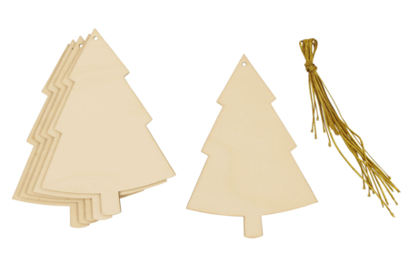 Wooden Tree Ornaments - 6 Pieces - 1 - Wooden Decorative Suspensions - 10doigts.com - Wooden Decorative Suspensions – 10doigts.fr