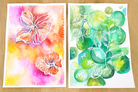 cuadros acuarelas flores - Actividades manuales de pintura: creaciones para todas las edades y todos los deseos – 10doigts.fr