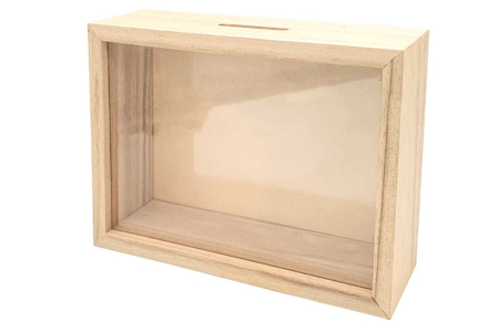 Wooden and Plexiglass Piggy Bank - 2 - Wooden Office Items - 10doigts.com - Wooden Office Items – 10doigts.fr