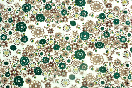 tela de algodón con flores verdes - Telas en ofertas – 10doigts.fr