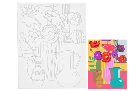 Paintable Printed Canvas - Vases - 1 - Paint by Numbers - 10doigts.com - Paint by Numbers – 10doigts.fr