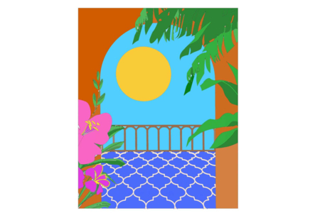 Printed Canvas to Paint - Balcony in the Sun - 2 - Paint by Numbers - 10doigts.com - Paint by Numbers – 10doigts.fr
