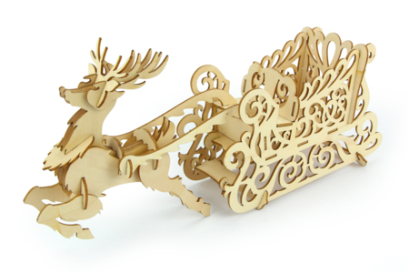 Wooden Sleigh and Reindeer Model Kit - 3 - Christmas Wooden Objects - 10doigts.com - Christmas Wooden Objects – 10doigts.fr