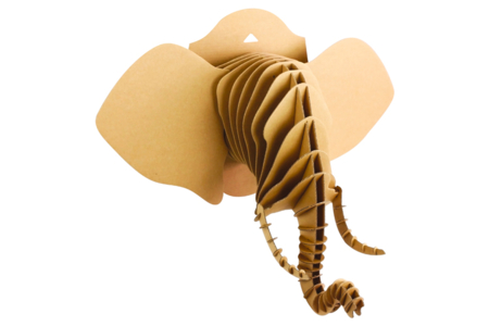 Cardboard Elephant Head Trophy to Assemble - 1 - Cardboard Decorations - 10doigts.com - Cardboard Decorations – 10doigts.fr