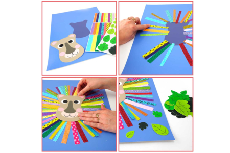 tuto cuadro león - actividades de pegar – 10doigts.fr