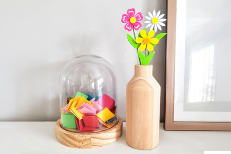 Felt Flowers on Stems - 8 Pieces - 3 - Decorative Flowers and Leaves - 10doigts.com - Decorative Flowers and Leaves – 10doigts.fr