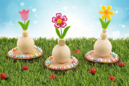 Felt Flowers on Stems - 8 Pieces - Decorative Flowers and Leaves – 10doigts.fr