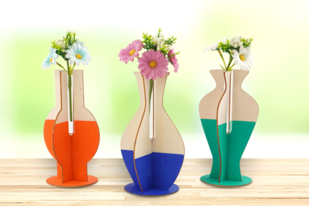 Jarrones de madera y soliflores - 3 unidads - Objetos de madera para el hogar – 10doigts.fr