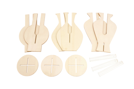 Jarrones de madera y soliflores transparentes - Objetos de madera para el hogar – 10doigts.fr