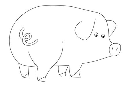 Printable coloring pages: Pig 08 – 10 Doigts