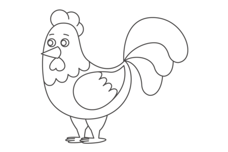 Printable coloring pages: Chicken 13 – 10 Doigts