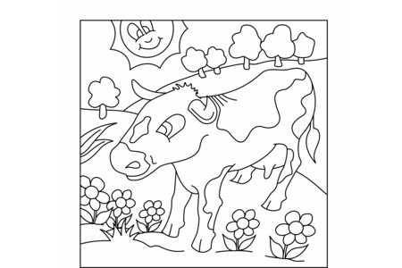 Dibujos para imprimir : Vaca 05 – 10 Doigts