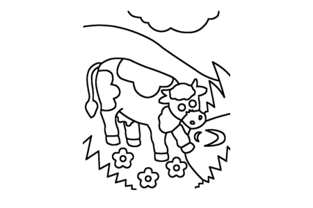 Printable coloring pages: Cow 12 – 10 Doigts
