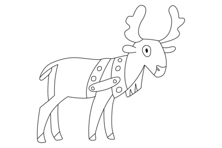 Printable coloring pages: Reindeer 14 – 10 Doigts