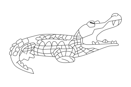 Printable coloring pages: Crocodile 06 – 10 Doigts