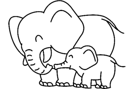 Printable coloring pages: Elephant 04 – 10 Doigts