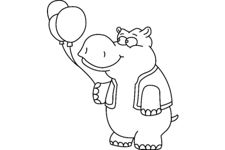 Printable coloring pages: Hippopotamus 03 – 10 Doigts