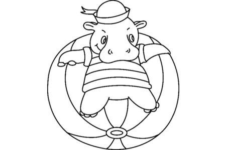 Printable coloring pages: Hippopotamus 04 – 10 Doigts