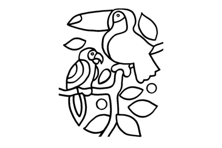 Printable coloring pages: Toucan and Parrot01 – 10 Doigts