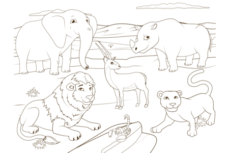 Printable coloring pages: Savannah-animals3 – 10doigts