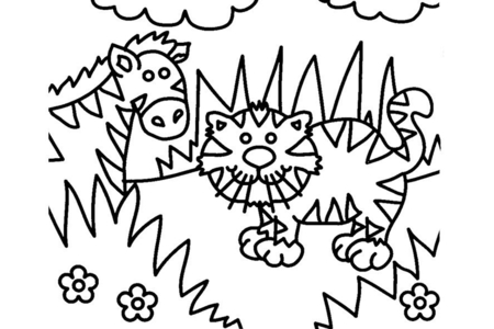 Printable coloring pages: Zebra and tiger 01 – 10doigts