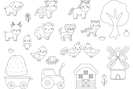 Printable coloring pages: Domestic animals 5 – 10 Doigts