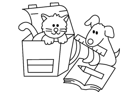 Dibujos para imprimir : Gato y perro 01 – 10 Doigts