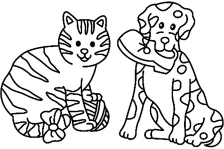 Dibujos para imprimir : Gato y perro 02 – 10 Doigts