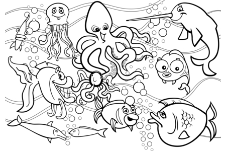 Printable coloring pages: Sea animals1 – 10doigts