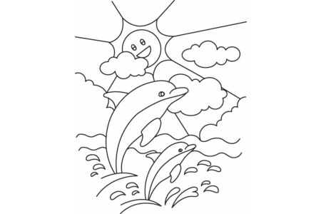 Printable coloring pages: Dolphin 04 – 10doigts