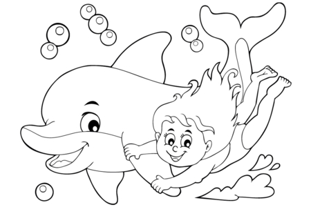 Printable coloring pages: Dolphin 08 – 10doigts