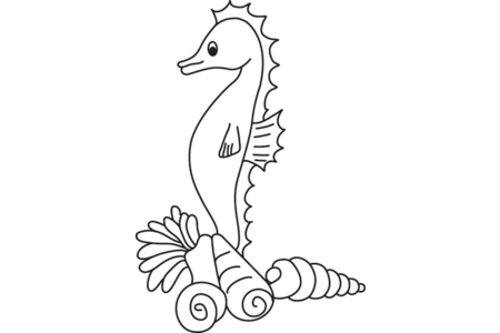 Printable coloring pages: Seahorse 02 – 10doigts