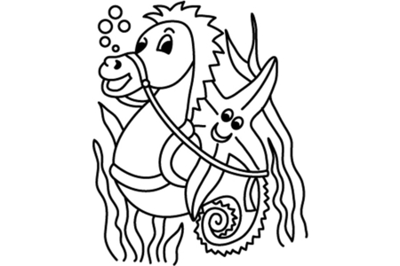 Printable coloring pages: Seahorse 03 – 10doigts