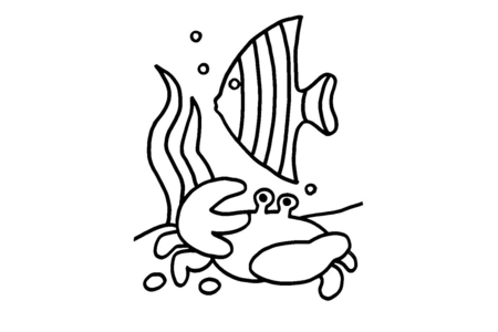 Printable coloring pages: Fish and Crab 01 – 10doigts
