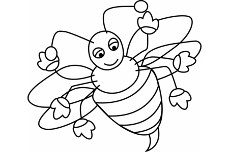 Printable coloring pages: Bee 08 – 10 Doigts