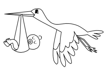 Printable coloring pages: Stork 01 – 10 Doigts